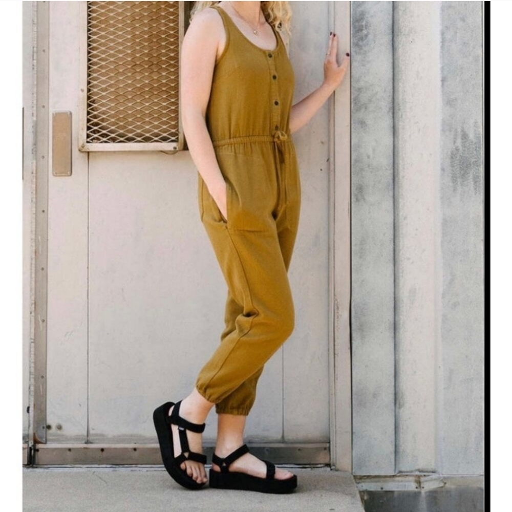 Anthropologie Unpublished Ruthie jumpsuit mustard bronze NWOT small